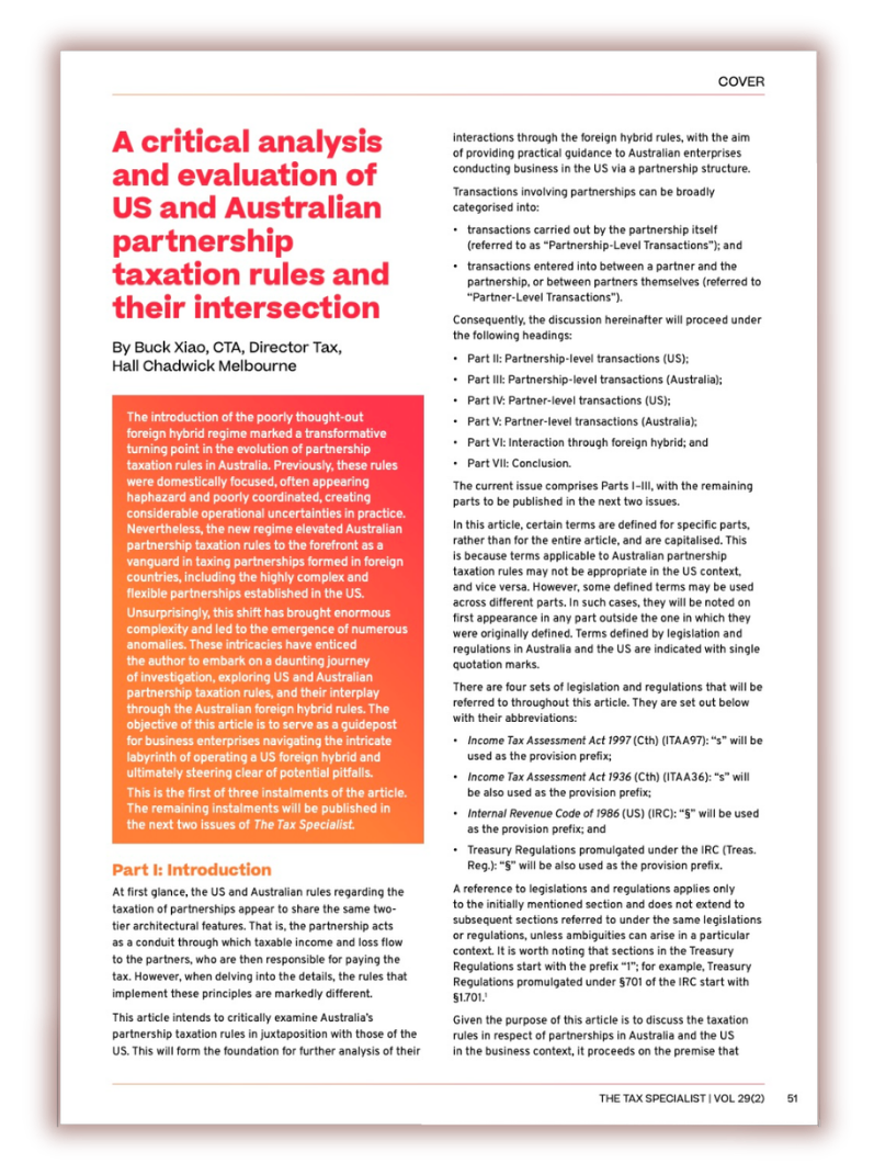 Exploring the Intersection of Australian & US Partnership Tax Rules Article